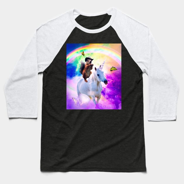 Cowboy Squirrel Riding Unicorn Baseball T-Shirt by Random Galaxy